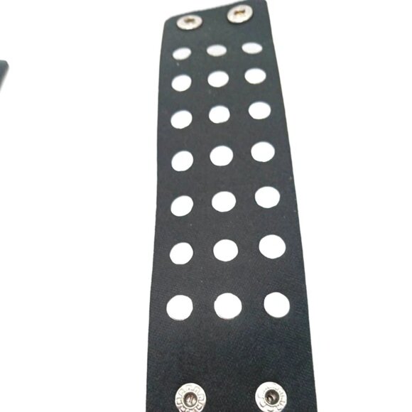 Triple Row + Double Row Black Spiked Vegan Leather Bracelets Set of 2 -New - Picture 6 of 12